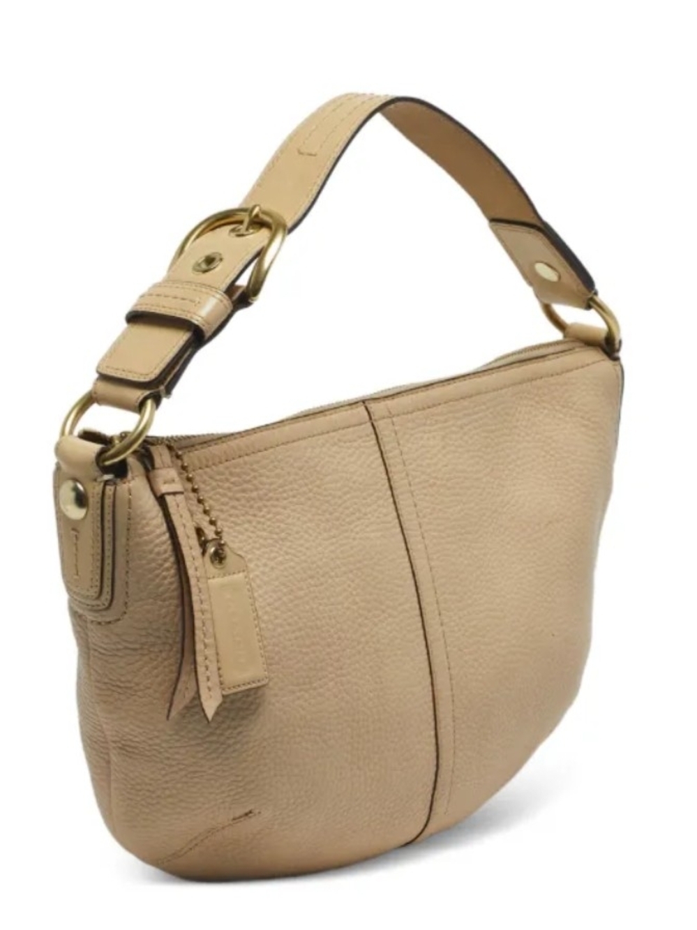Coach Vintage Soho Large Cream Beige Pebbled Leather Hobo Shoulder Bag